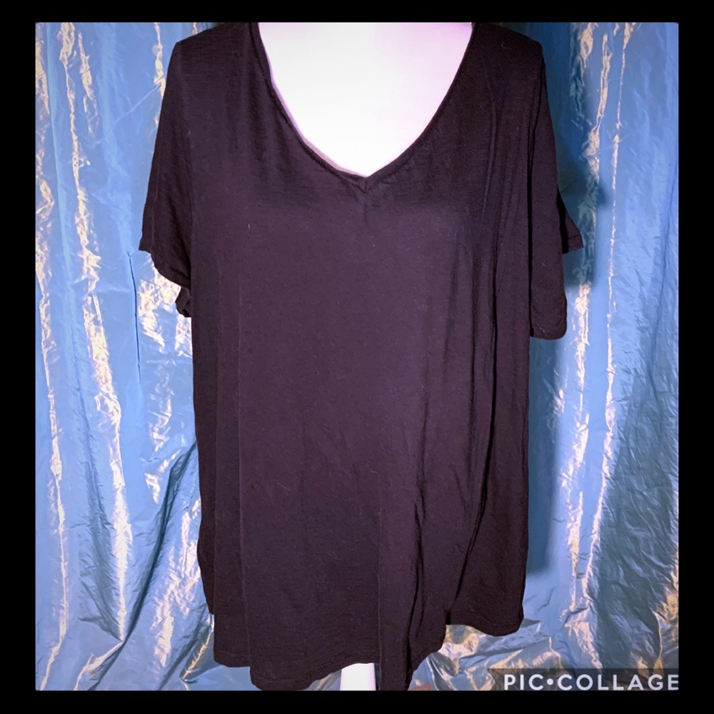 Lane Bryant || Black Cotton Slub Tee